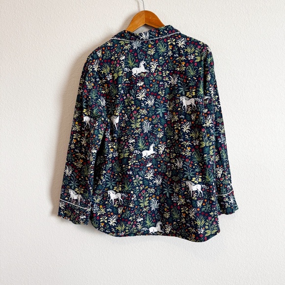 Fresh Print Unicorn Garden Blue Floral Pants and Shirt Pajama Set Size XL - Picture 7 of 14